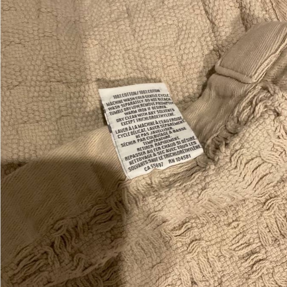 Restoration Hardware TEXTURAL BASKET WEAVE COTTON BLANKET, Full/Queen in Dune - Picture 3 of 3
